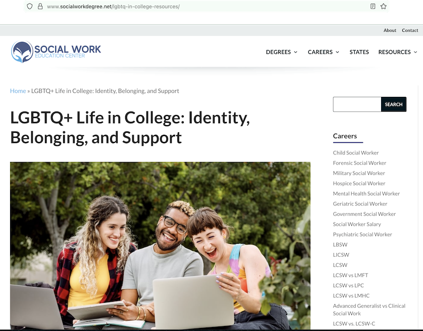 LGBTQ+ College Resources Via The Social Work Education Center